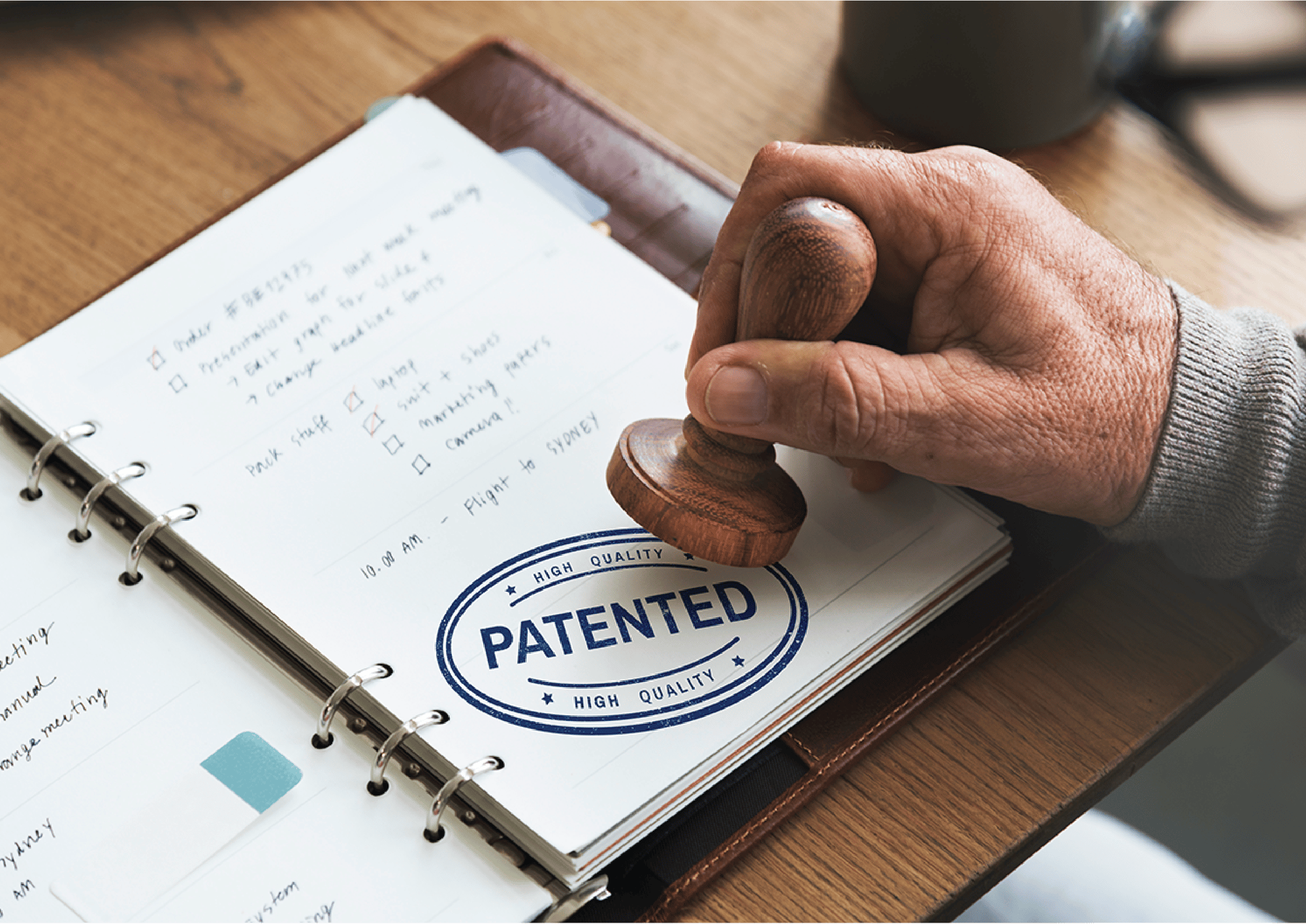 Patent stamp on paper